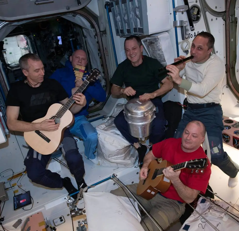 Astronauts playing instruments