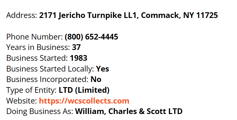 Address details of Williams Charles & Scott LTD. 
