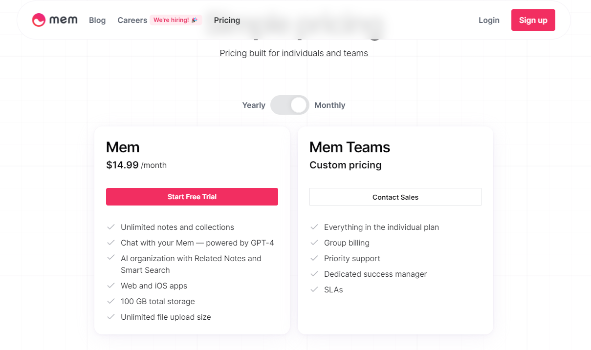 Mem.ai Pricing