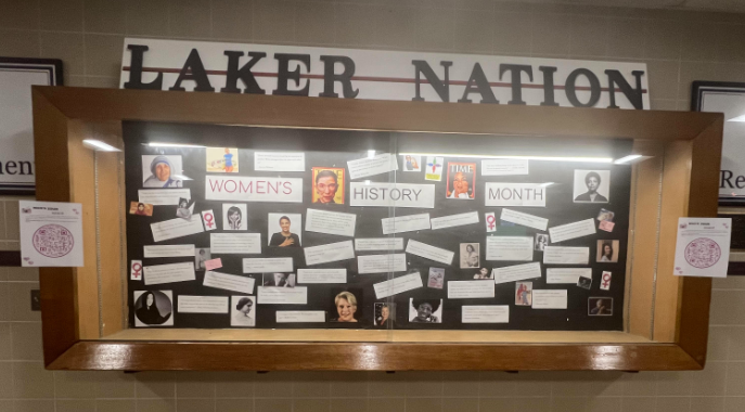 a display at the school that is a tribute to women's history month