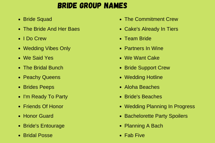 Bride Group Names