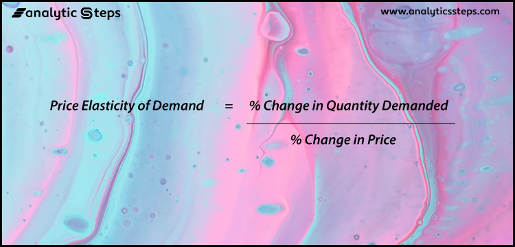The image contains the PED formula i.e. Price Elasticity of Demand = % Change in Quantity Demanded / % Change in Price.