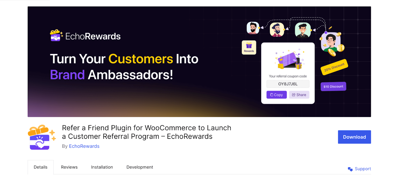 EchoRewards, the best WordPress referral plugin