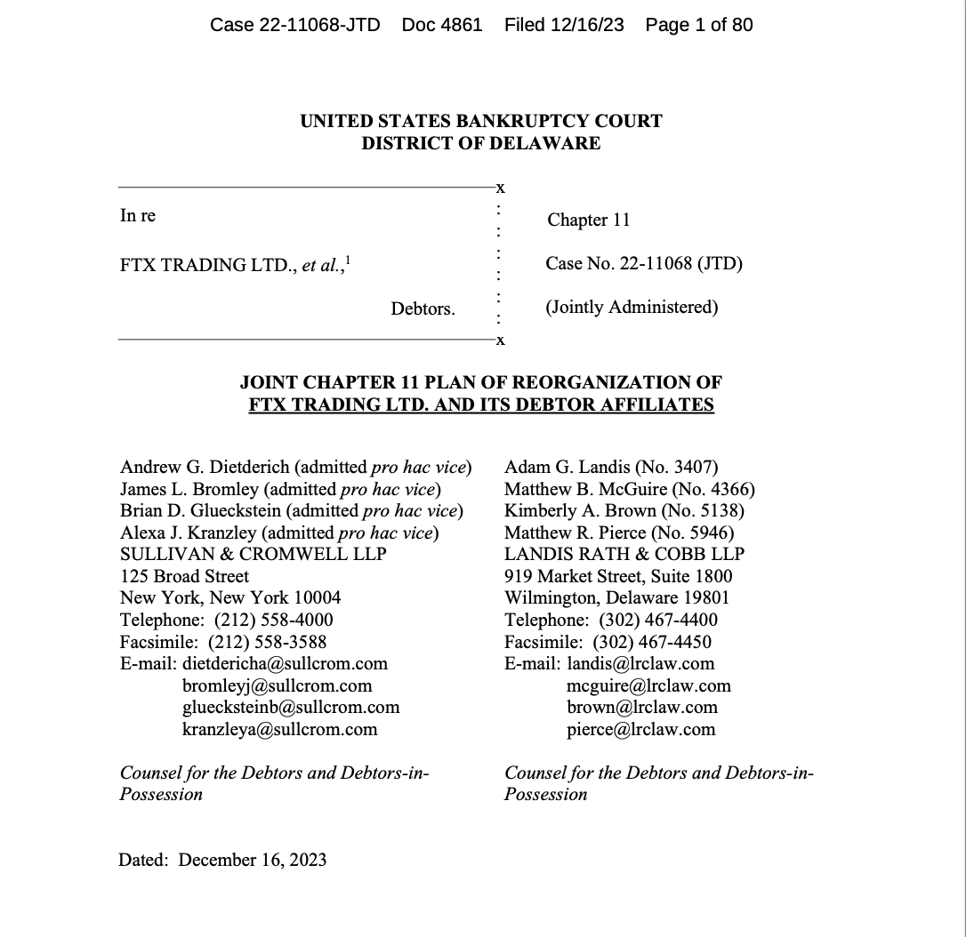 FTX Debtors' Alarming Chapter 11 Plan Sparks Outcry Over Valuation