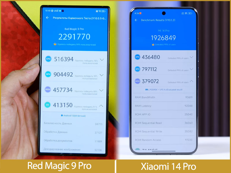 So sánh hiệu năng Nubia Red Magic 9 Pro và Xiaomi 14 Pro