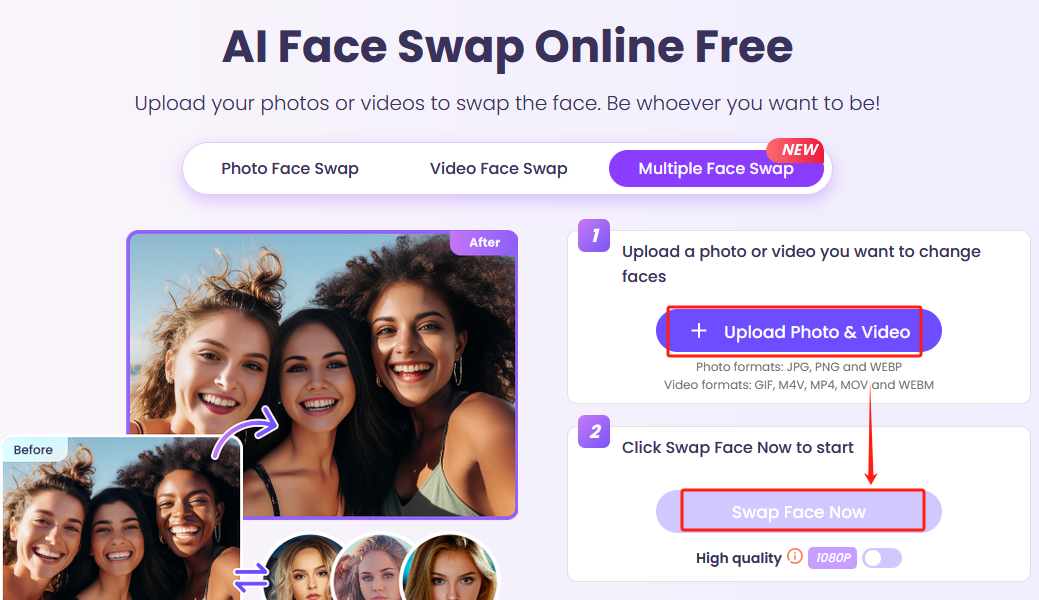 Use Vidnoz AI Multiple Face Swap as a Random Gensin Character Generator