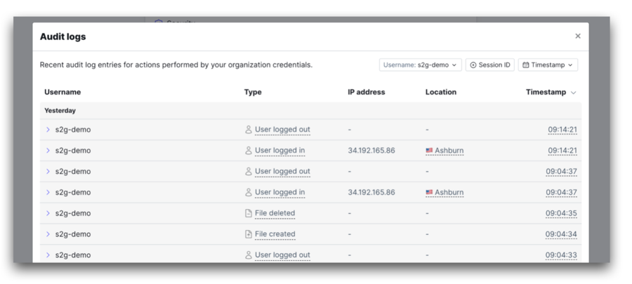 sftp to go audit log view