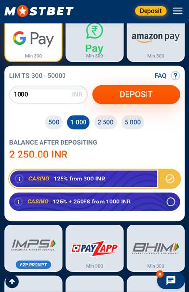 Mostbet deposit using Google Pay