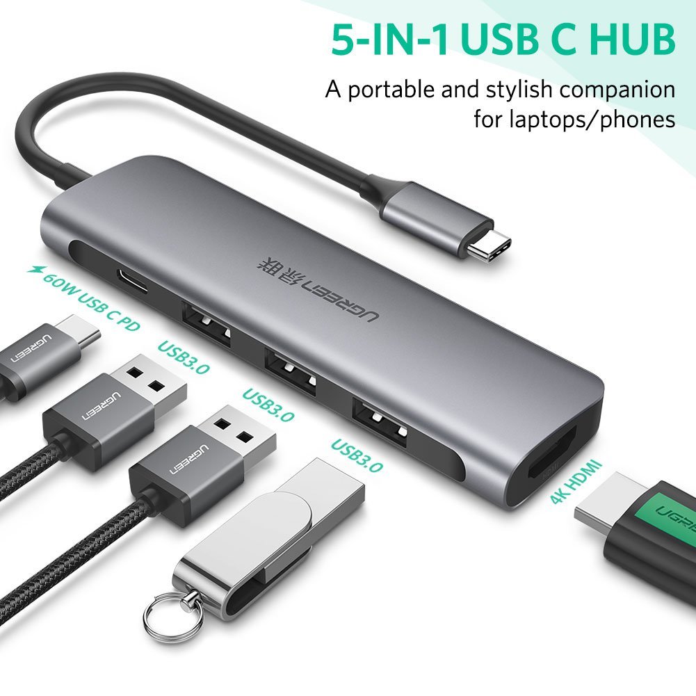 bo-chuyen-usb-c-to-hdmi-kem-hub-usb-3-0-cao-cap-ugreen-50209