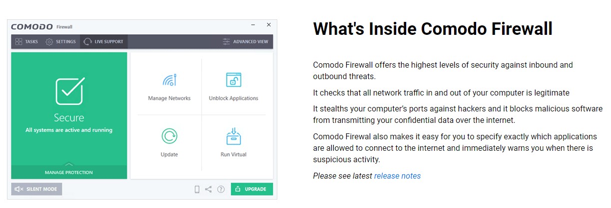 A screenshot of what Comodo Firewall looks like when you install it