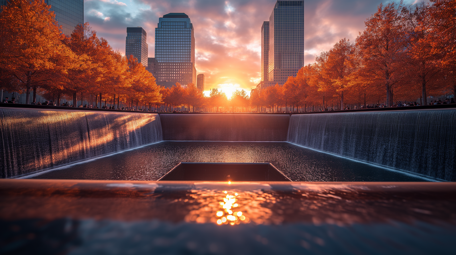 The 911 Memorial located at the World Trade Center in New York City