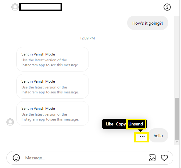 unsend Instagram messages