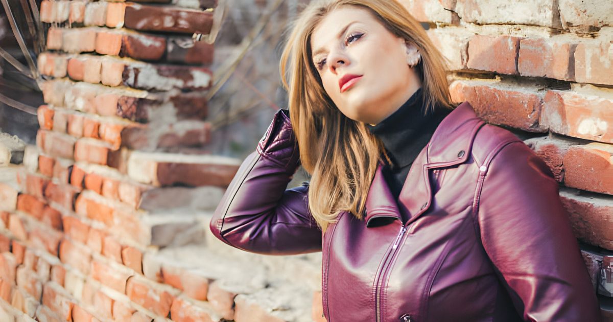 maroon leather jacket womens