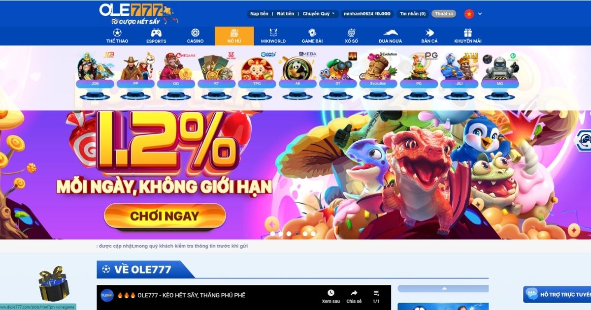 Chọn sảnh game DT tại mục Nổ hũ