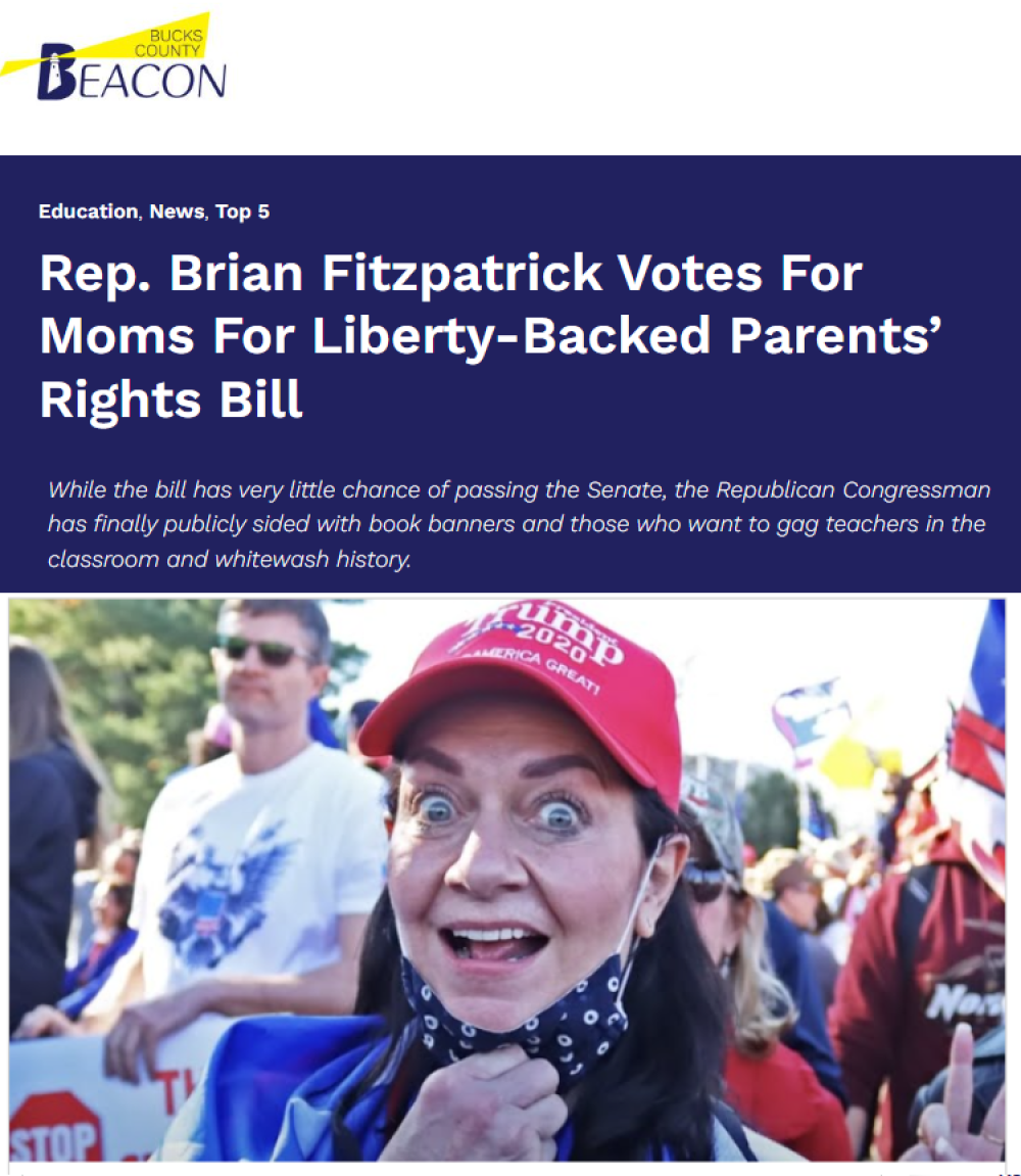 - Bucks County Beacon - Bucks County Congressman Brian Fitzpatrick’s Worst Votes of 2023