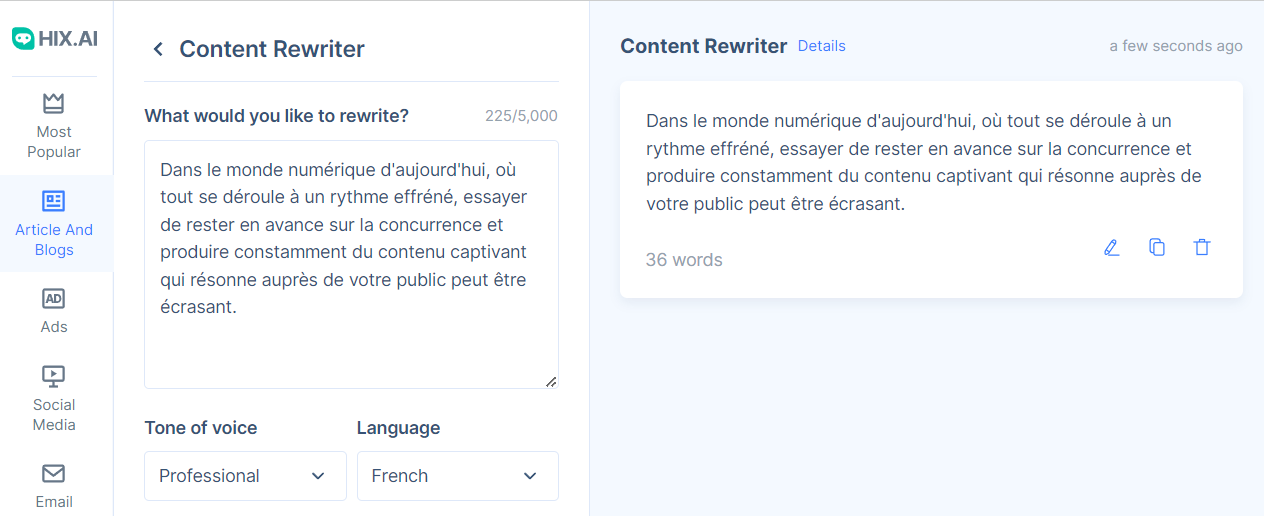 HIX.AI: The Superior Alternative to QuillBot for French Content Creation 31