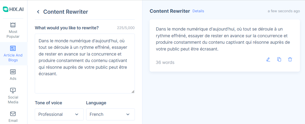 HIX.AI: The Superior Alternative to QuillBot for French Content Creation 19