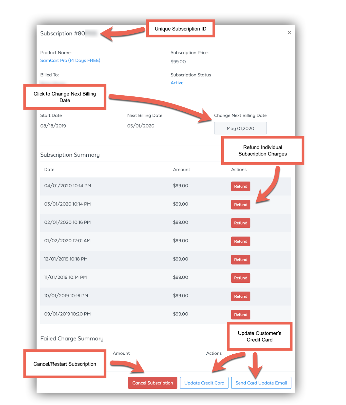 Subscription Management for SamCart