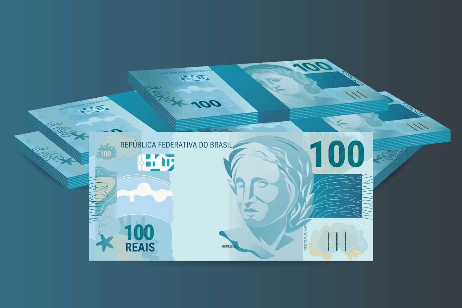  notas de cem reais, salário mínimo do Brasil