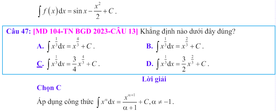 Công thức Nguyên hàm và bài tập từ đề thi có giải chi tiết