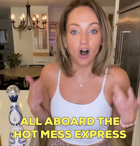 A video gif saying, "all aboard the hot mess express" for bloggers and content creators who want to clean up their email service provider 