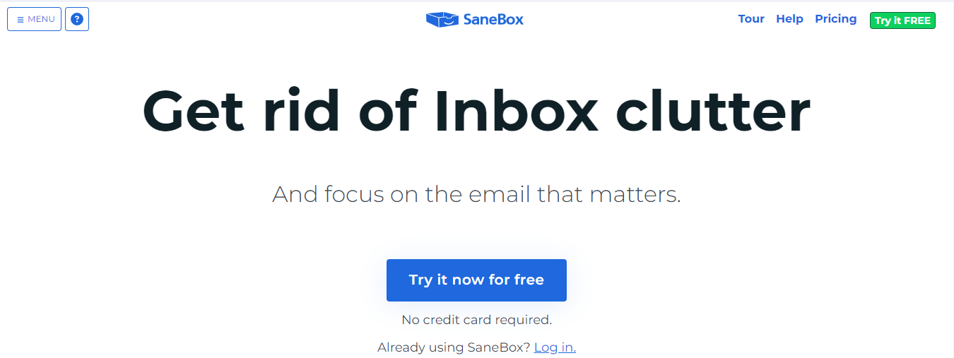 SaneBox: Best for keeping your inbox organized/inbox management.