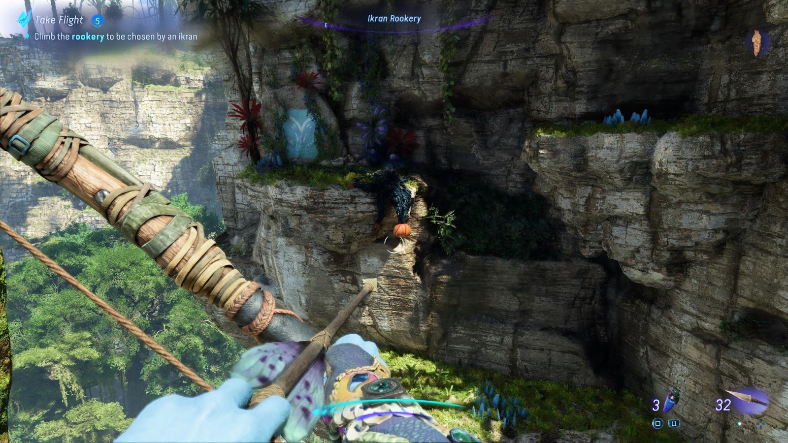An in game screenshot of a Lift Vine pod in the rookery in Avatar: Frontiers of Pandora