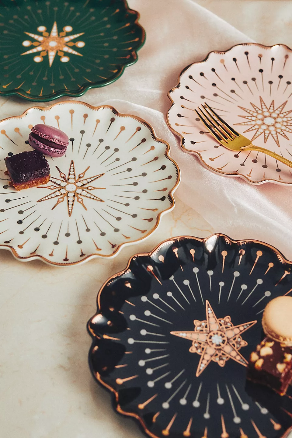 Glamorous Catherine Martin Starry Night Dessert Plates - Set of 4 - Perfect for Ultimate Holiday Dinner Party - Anthropologie