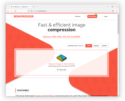 A screenshot of Compressor.io website
