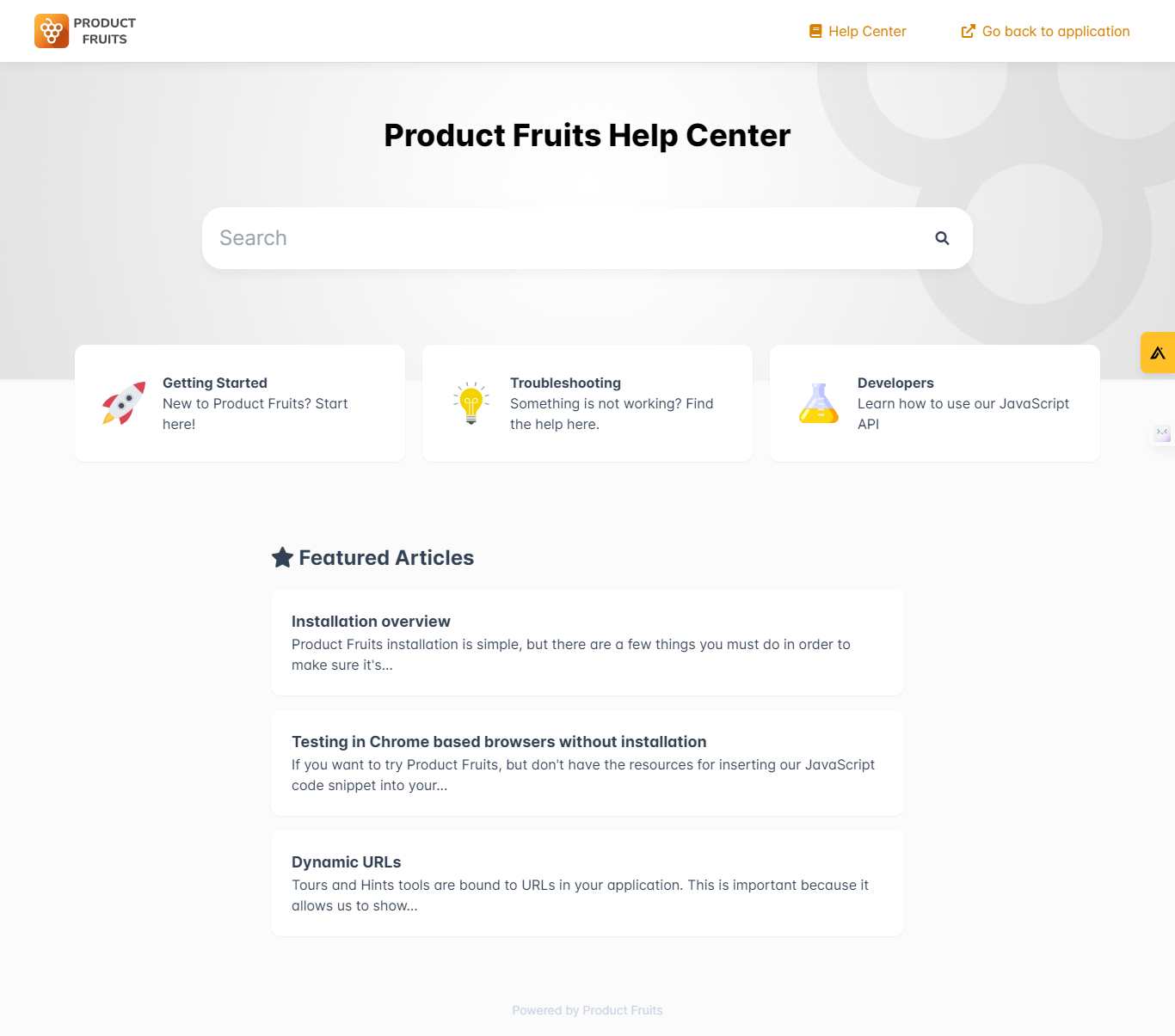 a screenshot of product fruits help centre