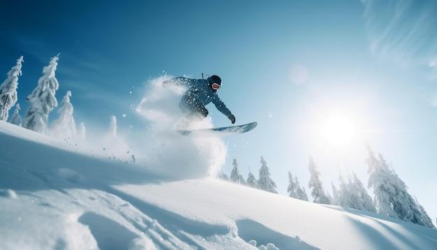 Free photo men snowboard in extreme winter sport adventure generative ai