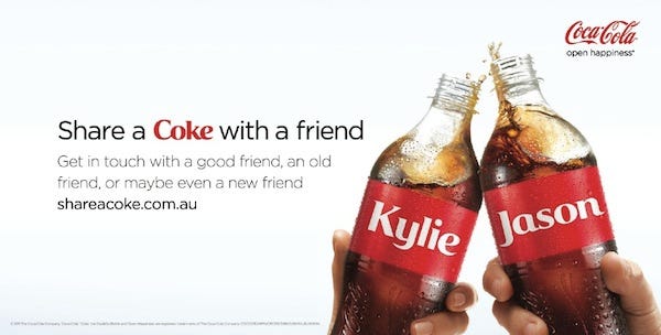 Coca Cola’s #ShareACoke Campaign Image