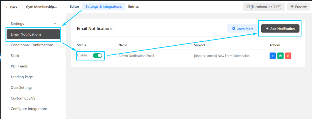 enabling email notification on Fluent forms on your client complaint form