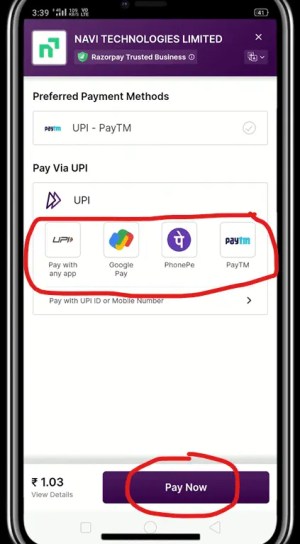 Navi app UPI payment