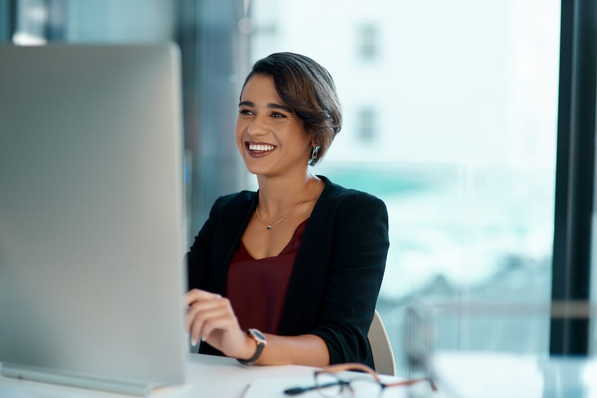 Employee using a computer