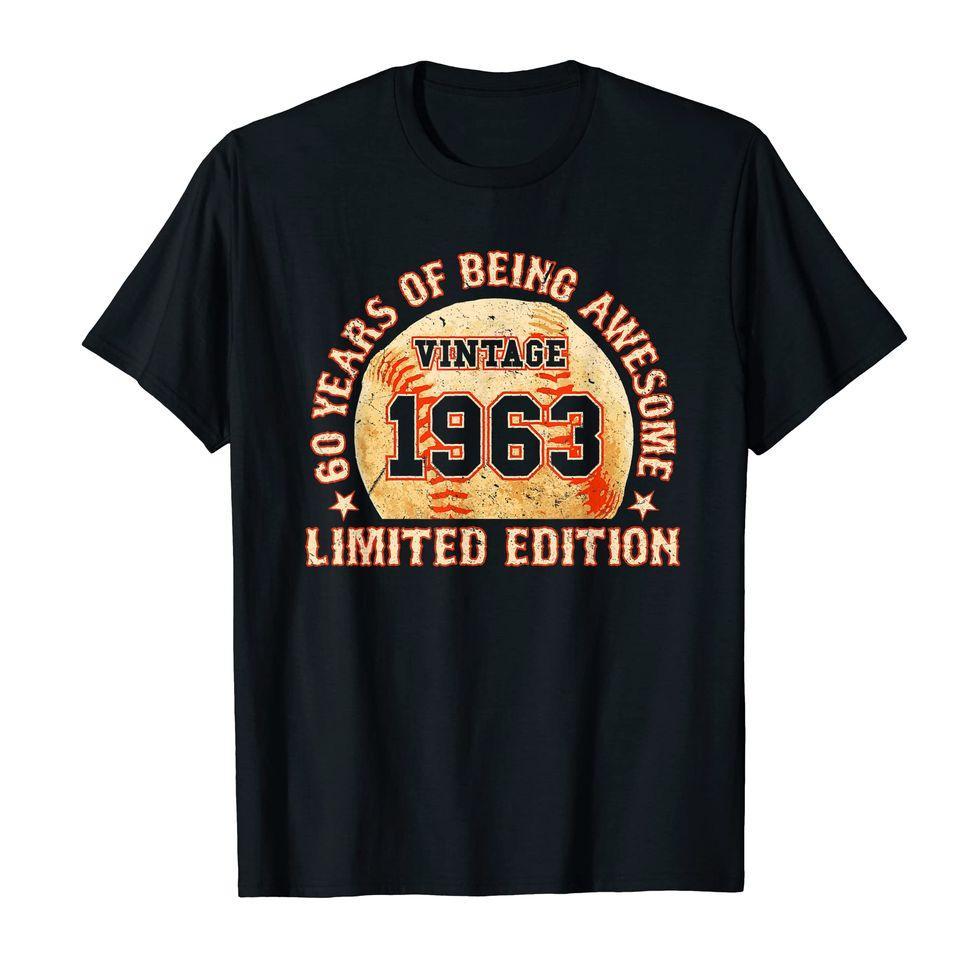 Baseball Fan Vintage 1963 60th Birthday T-Shirt