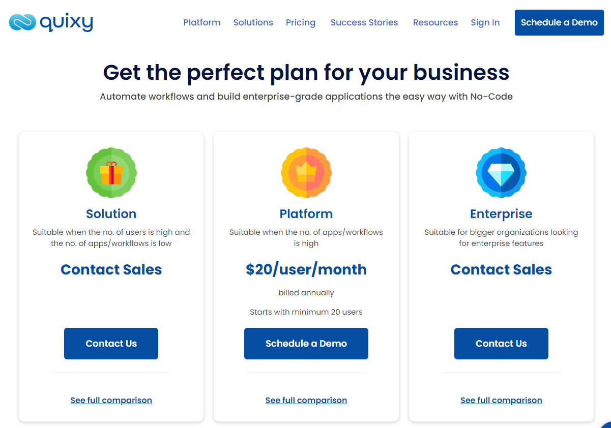 Quixy Pricing Plans