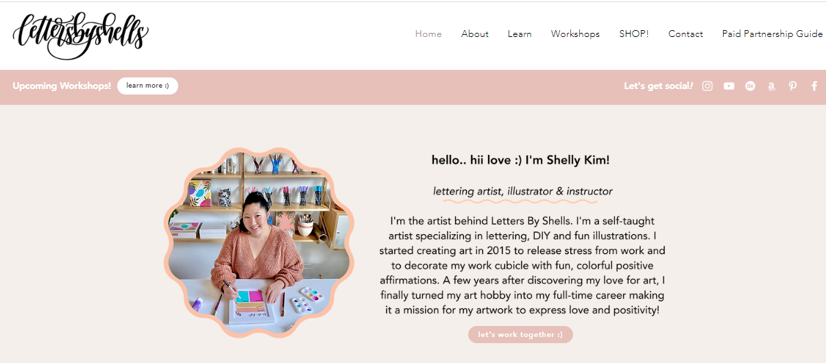 Homepage of Letters by Shells, a hobby blog about lettering and calligraphy