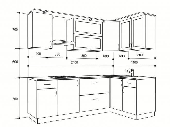 kích thước tủ bếp treo tường