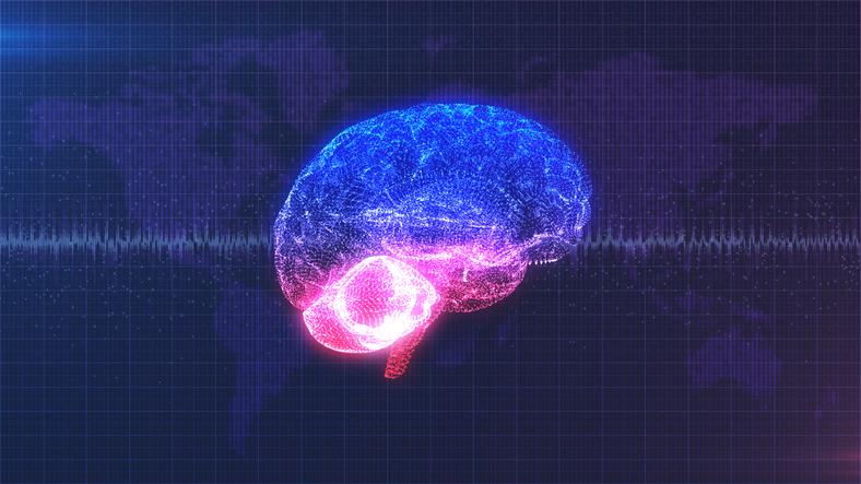 illustration of a brain against a graphical backdrop