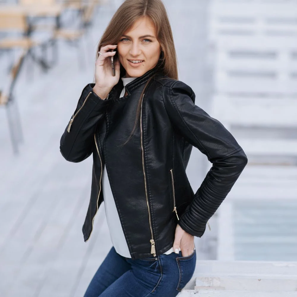 best women Oversized Leather Jacket