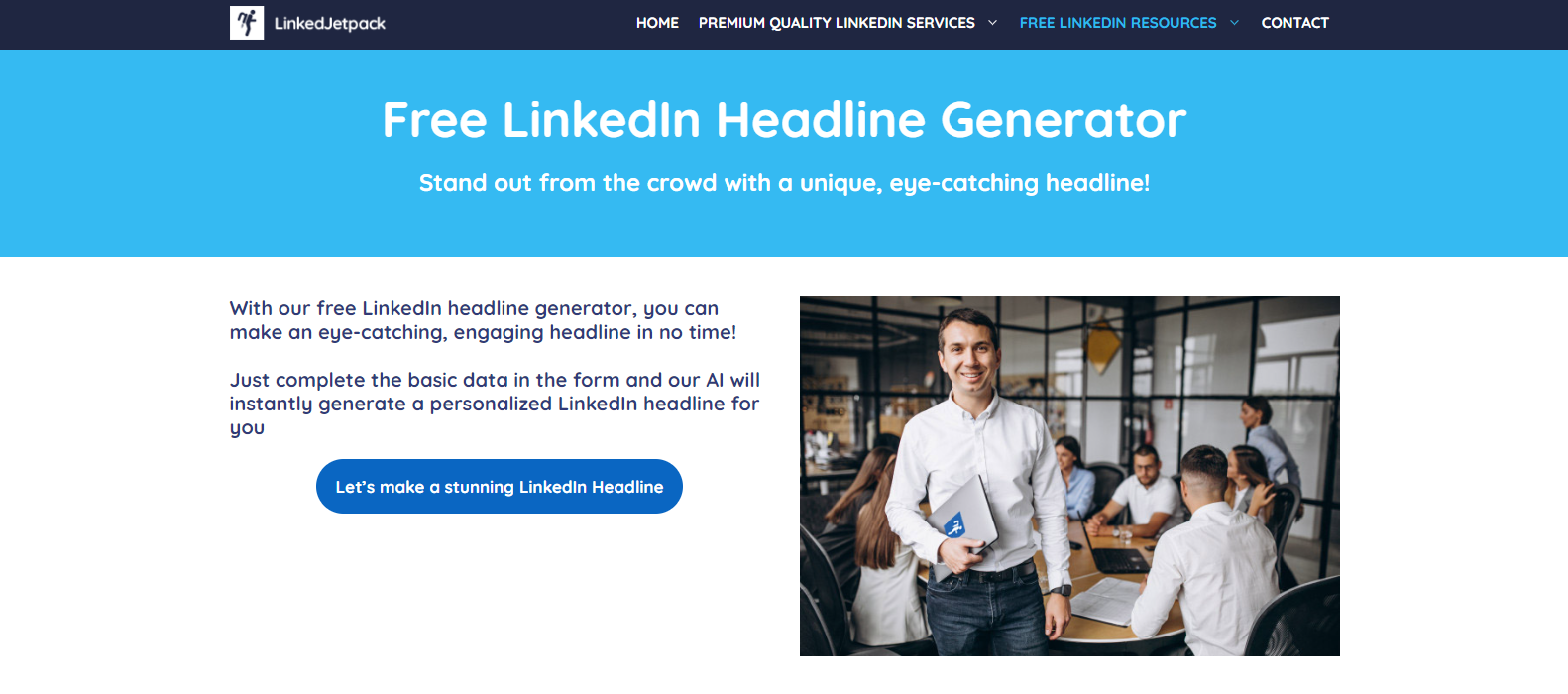 LinkedJetpack LinkedIn Headline Generator