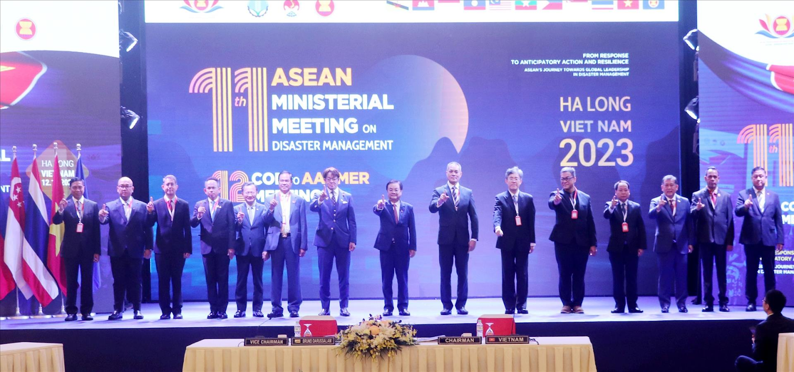 Các đại biểu tham dự Hội nghị Bộ trưởng ASEAN về Quản lý thiên tai (AMMDM) lần thứ 11 (Ảnh: N.H)