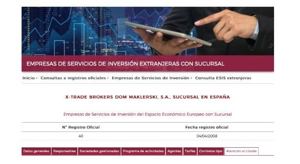 XTB está registrado en la CNMV