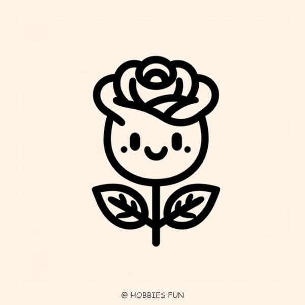 rose easy drawing, Smiley Rose