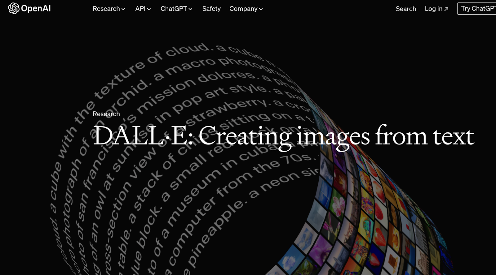 Screenshot of DALL-E 3 Website