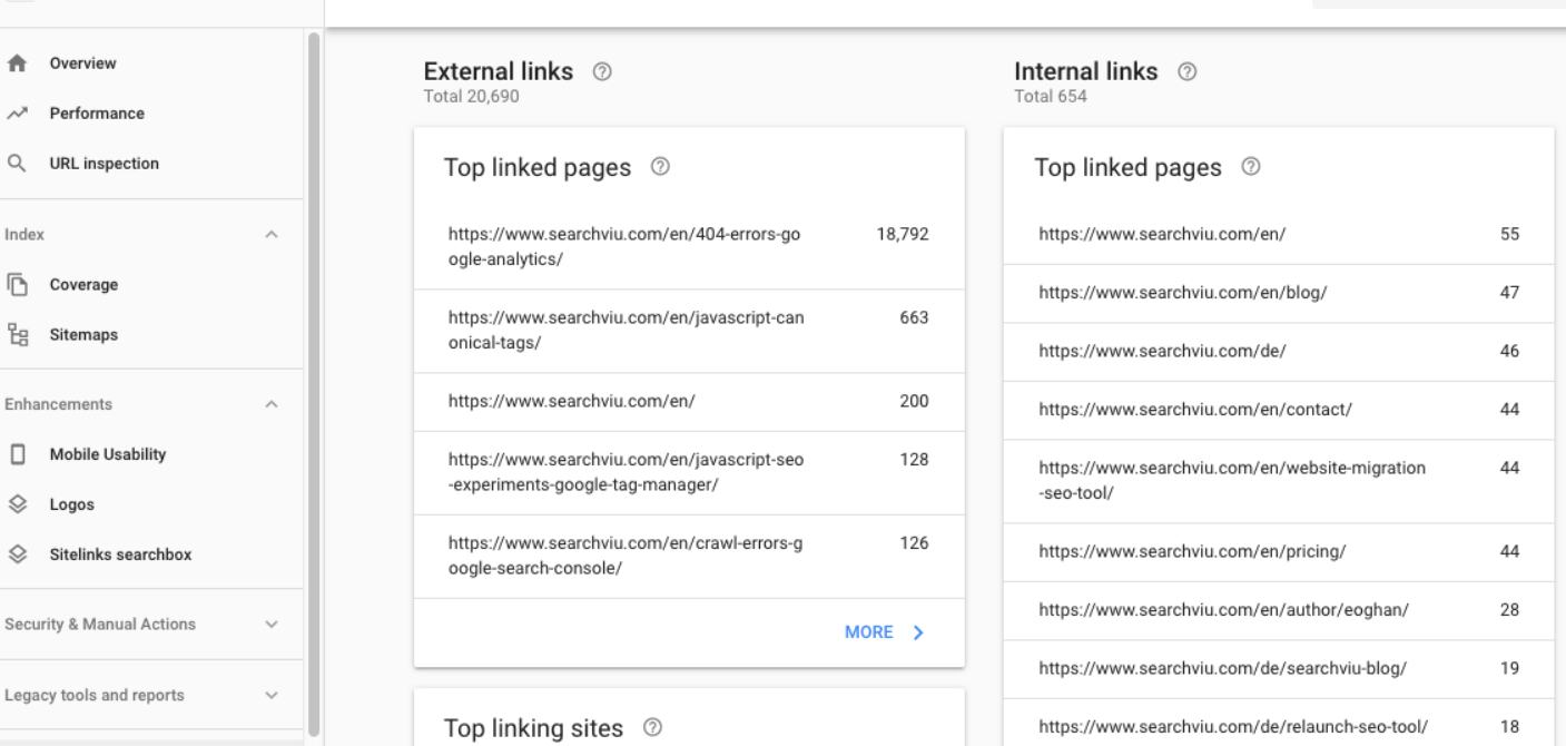 Google analyze external links