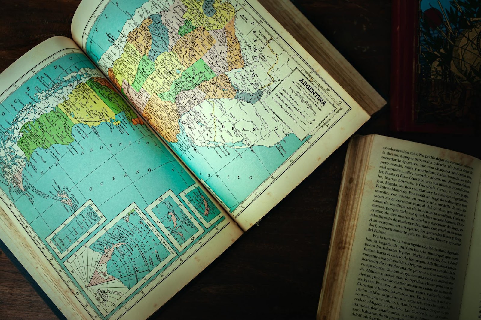 An open book with a map on it