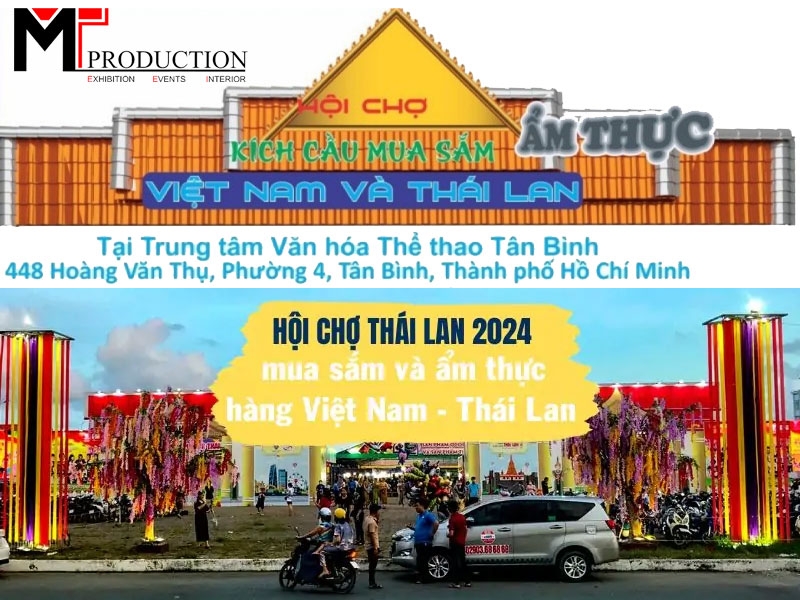 Thi công gian hàng Hội chợ Kích cầu Mua sắm Ẩm thực Việt Nam - Thái Lan 2024 tại Tân Bình