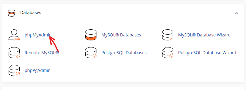 manage MySQL Database with phpMyAdmin